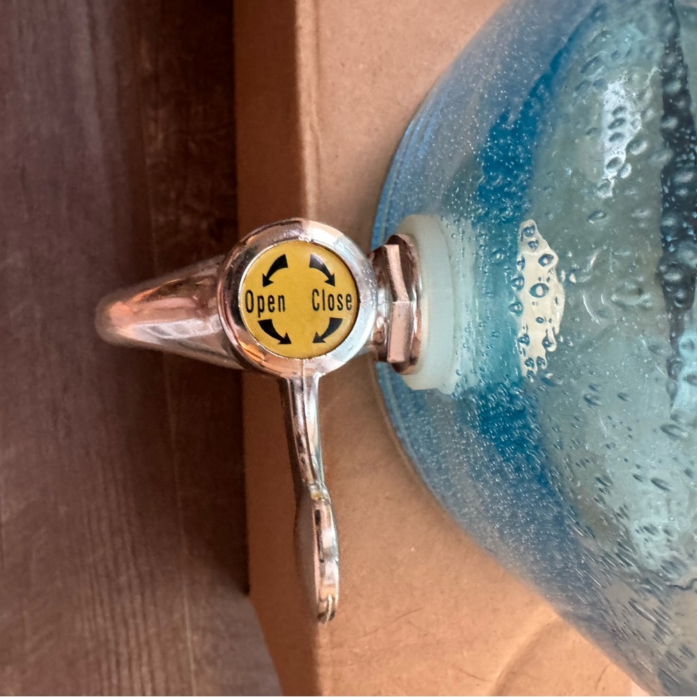 Aqua Blue Bubble Glass Beverage Dispenser with Spigot - Picture 6 of 11